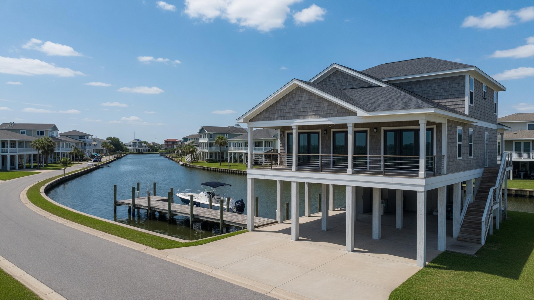 Waterfront homes in Jamaica Beach Galveston Texas where buyers earn commission cash back at closing